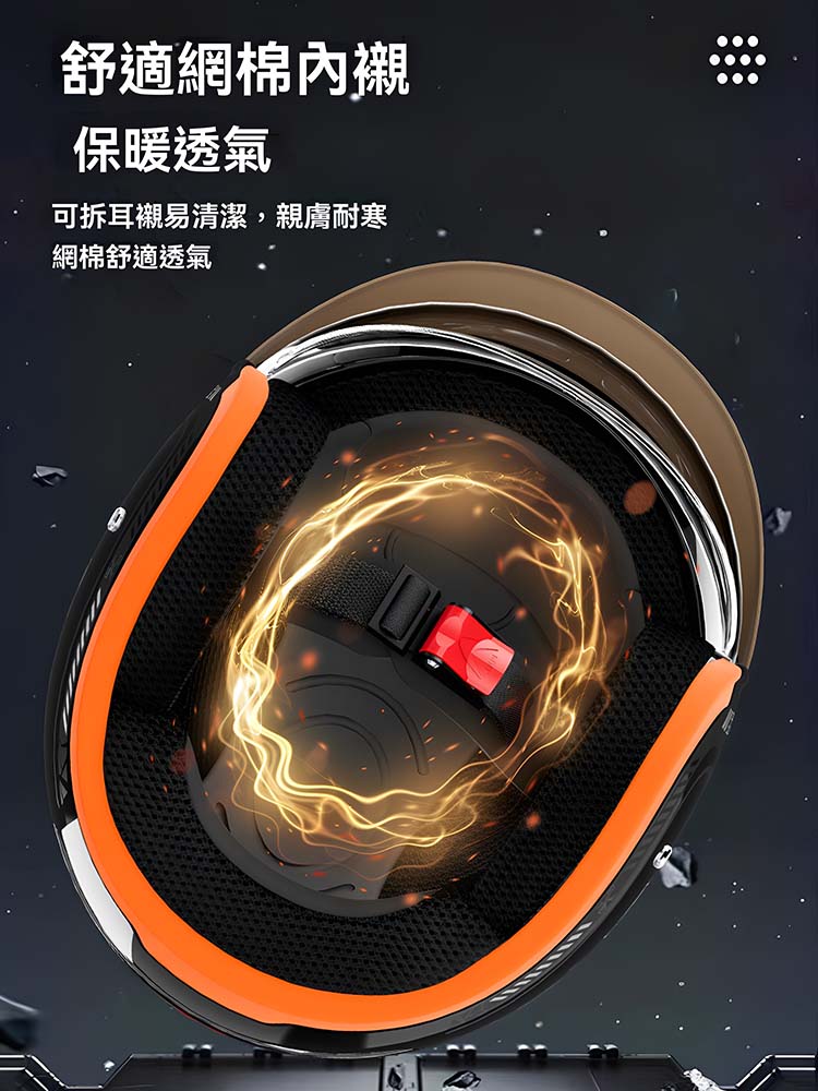3C認證機車頭盔內推式男女四季通用半盔冬季保暖騎行安全帽 3C認證機車頭盔內推式男女四季通用半盔冬季保暖騎行安全帽